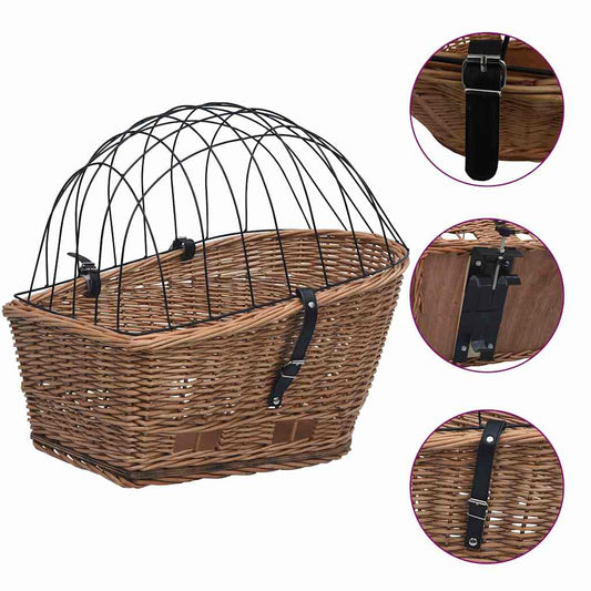 170903 vidaXL Bike Rear Basket with Cover 55x31x36 cm Natural Willow