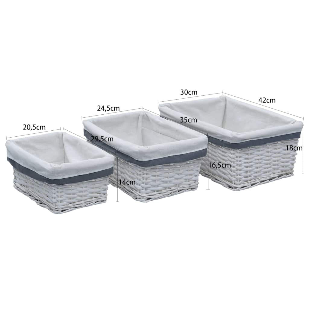 286976 vidaXL 3 Piece Nesting Basket Set White Willow