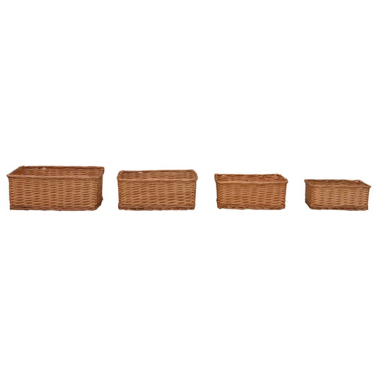 286981 vidaXL 4 Piece Nesting Basket Set Brown Willow