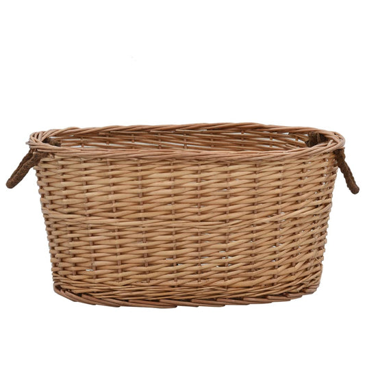 286982 vidaXL Firewood Basket with Carrying Handles 56x40x28 cm Natural Willow