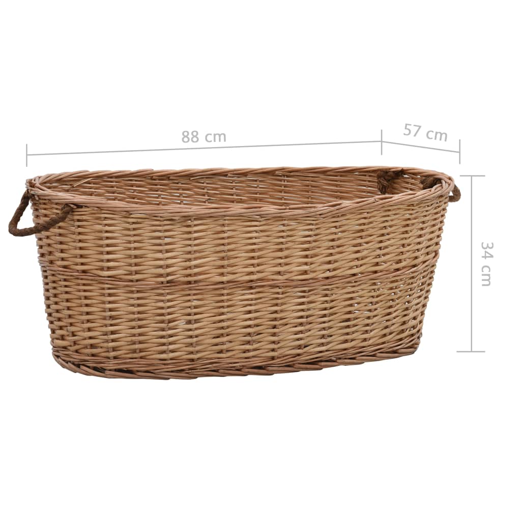 vidaXL Firewood Basket with Carrying Handles 88x57x34cm Natural Willow