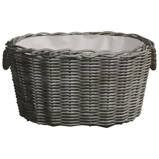 286985 vidaXL Firewood Basket with Carrying Handles 59x42x28 cm Grey Willow