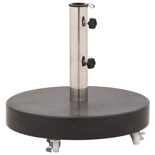 vidaXL Parasol Base | Black | Granite, Stainless Steel | 30 kg | Rollable