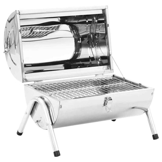 47852 vidaXL Portable Tabletop Charcoal BBQ Grill Stainless Steel Double Grids