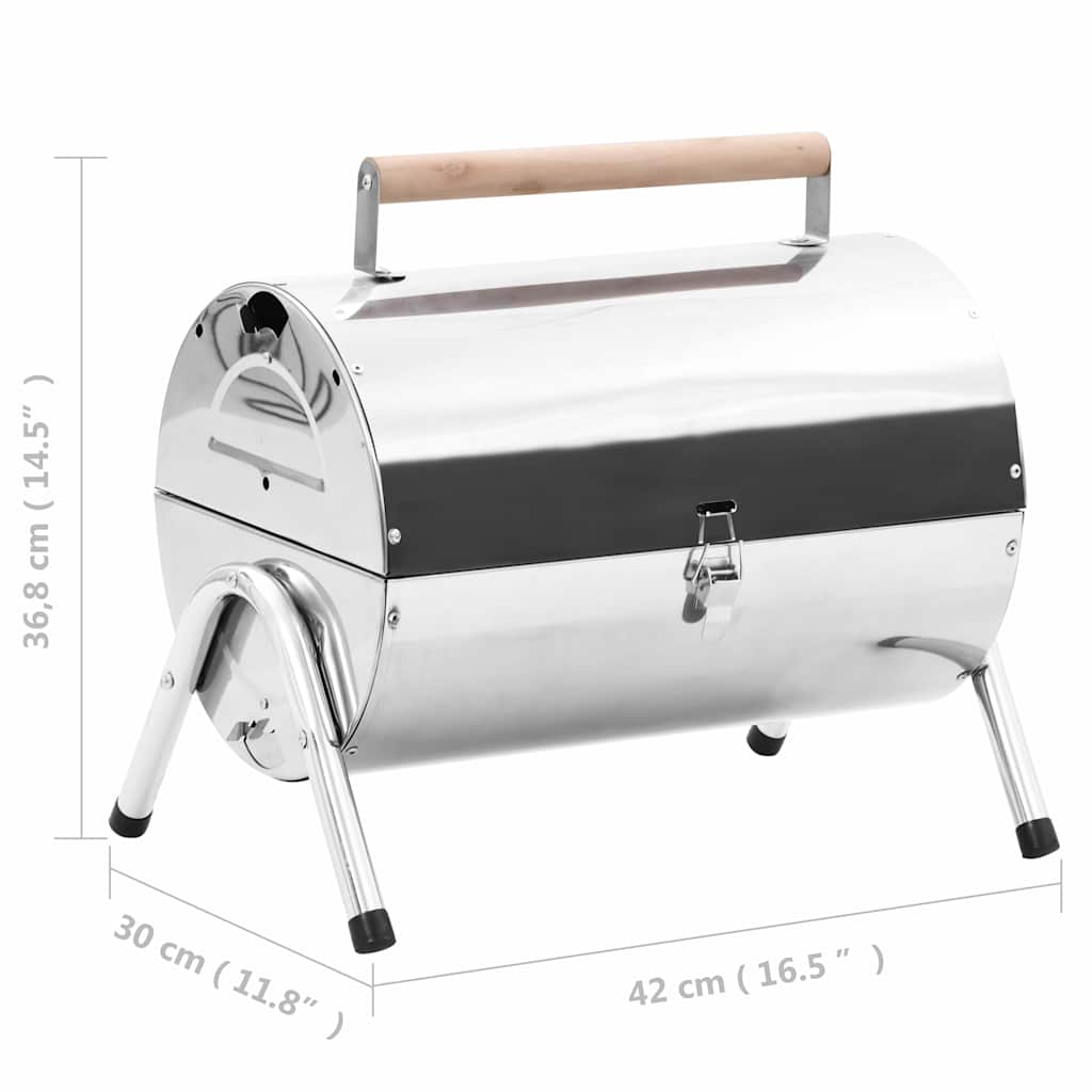 47852 vidaXL Portable Tabletop Charcoal BBQ Grill Stainless Steel Double Grids
