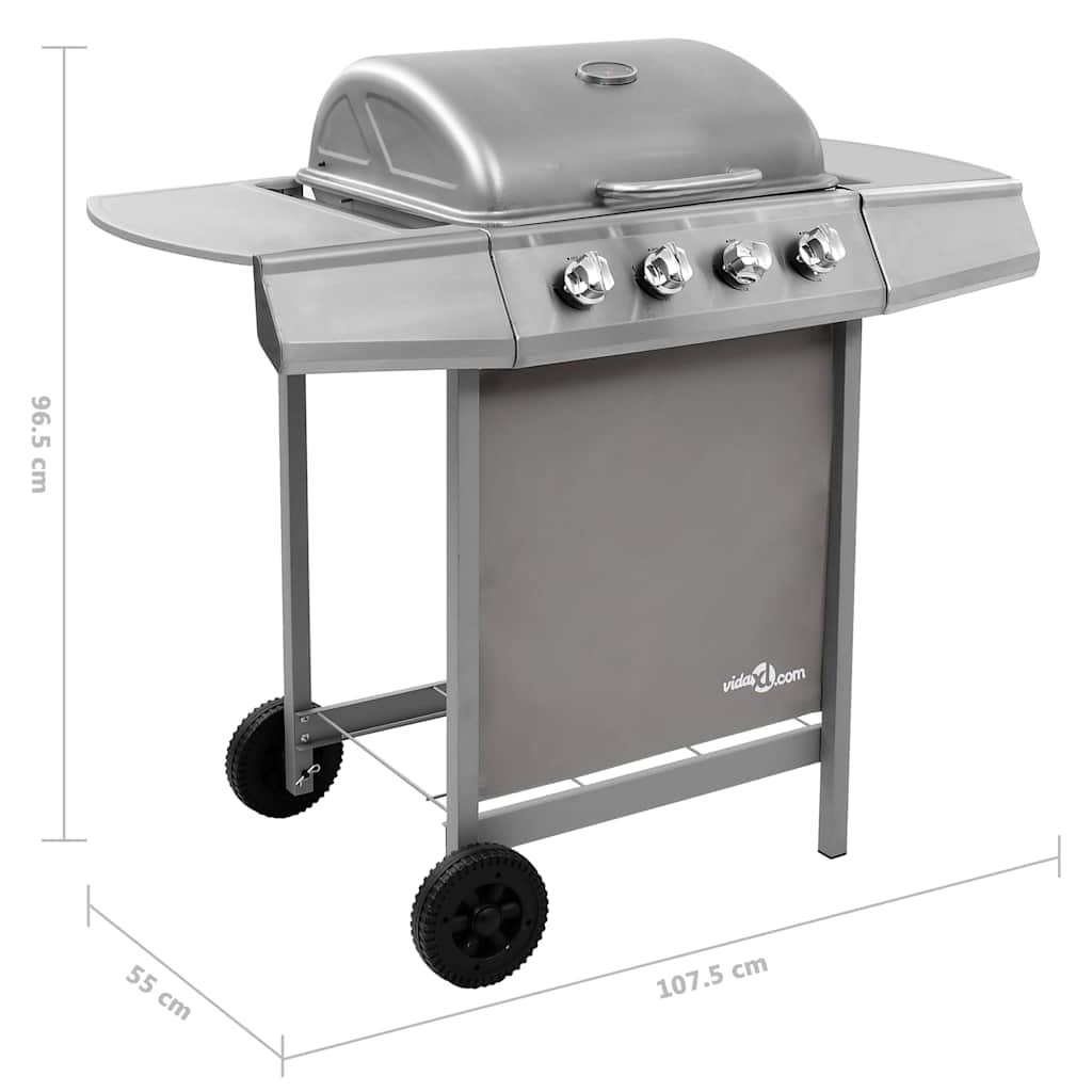 vidaXL Gas BBQ Grill with 4 Burners Silver (FR/BE/IT/UK/NL only)