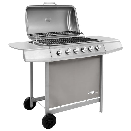 vidaXL Gas BBQ Grill with 6 Burners Silver
