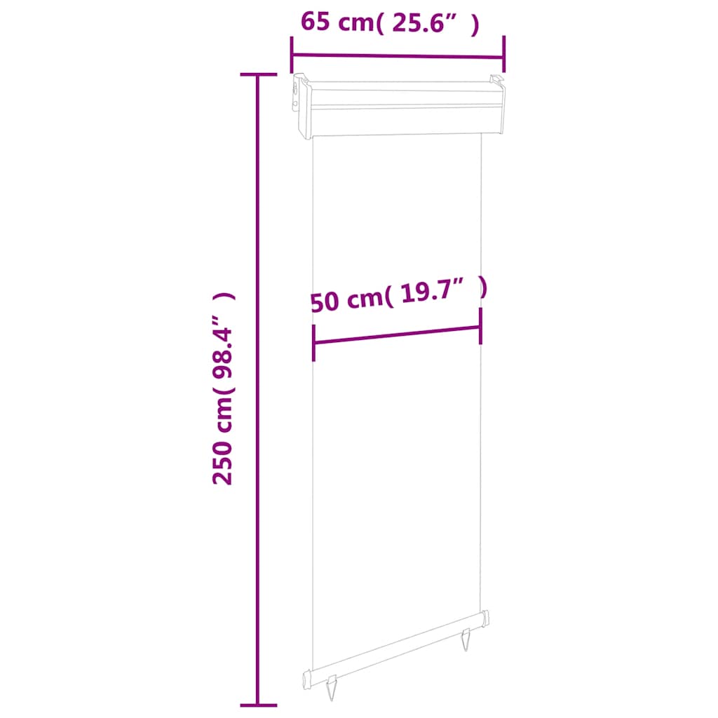 vidaXL Balcony Side Awning 65x250 cm Black