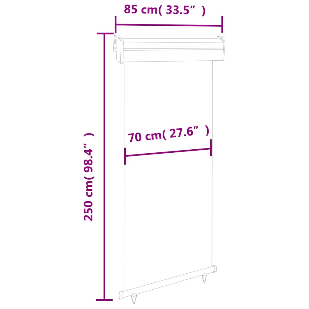 vidaXL Balcony Side Awning 85x250 cm Cream