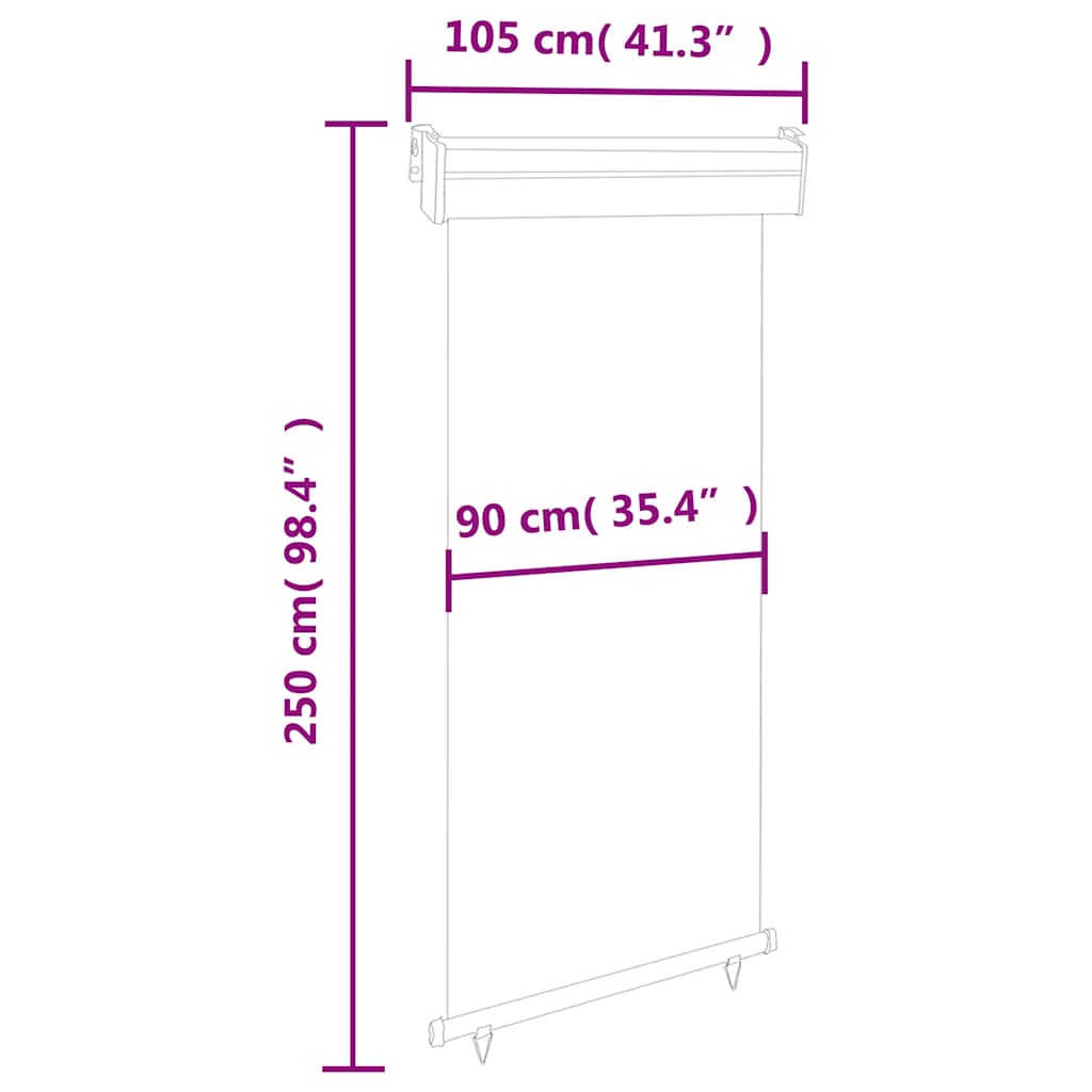vidaXL Balcony Side Awning 105x250 cm Grey