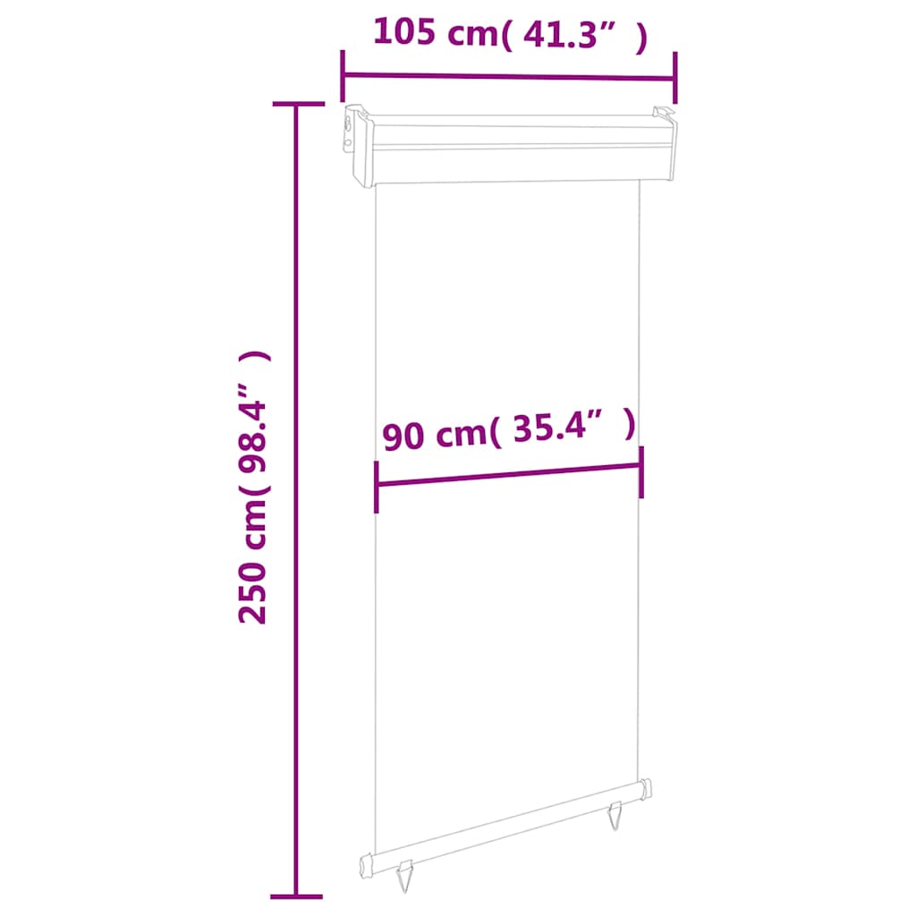 vidaXL Balcony Side Awning 105x250 cm Brown