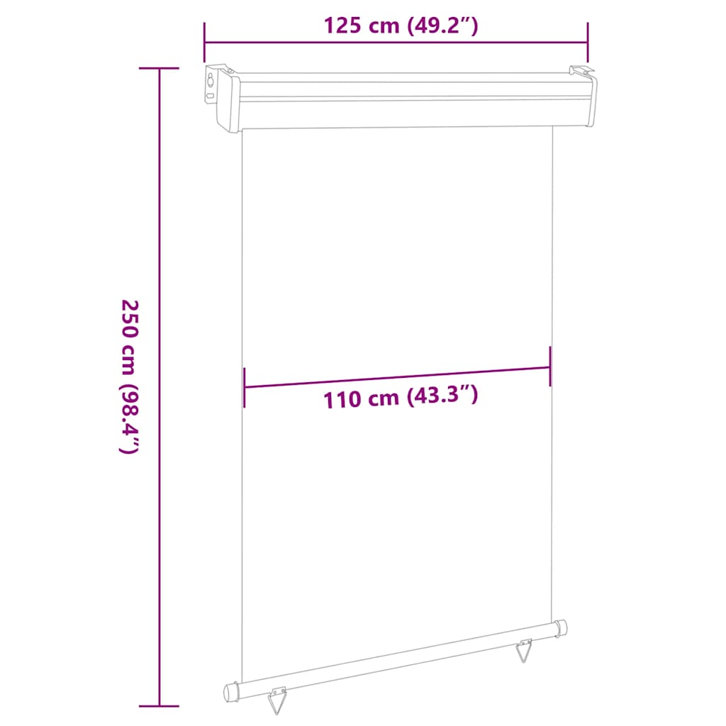 vidaXL Balcony Side Awning | Grey | Steel, aluminium, polyester | Medium
