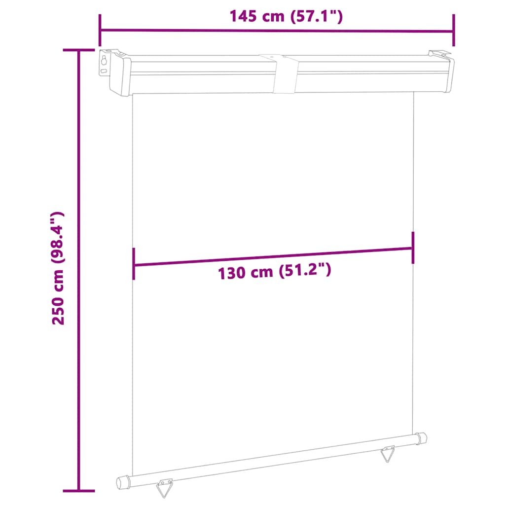 vidaXL Balcony Side Awning 145x250 cm Cream