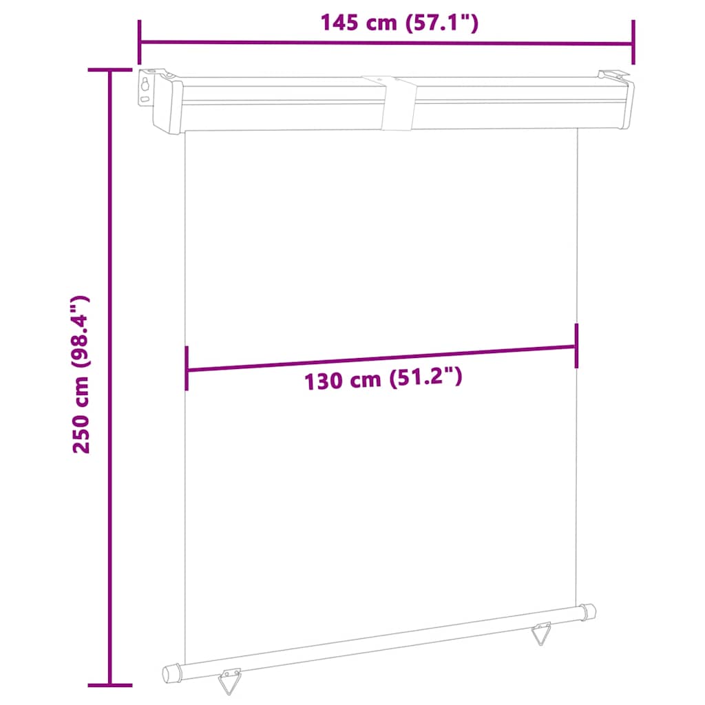 vidaXL Balcony Side Awning 145x250 cm Brown