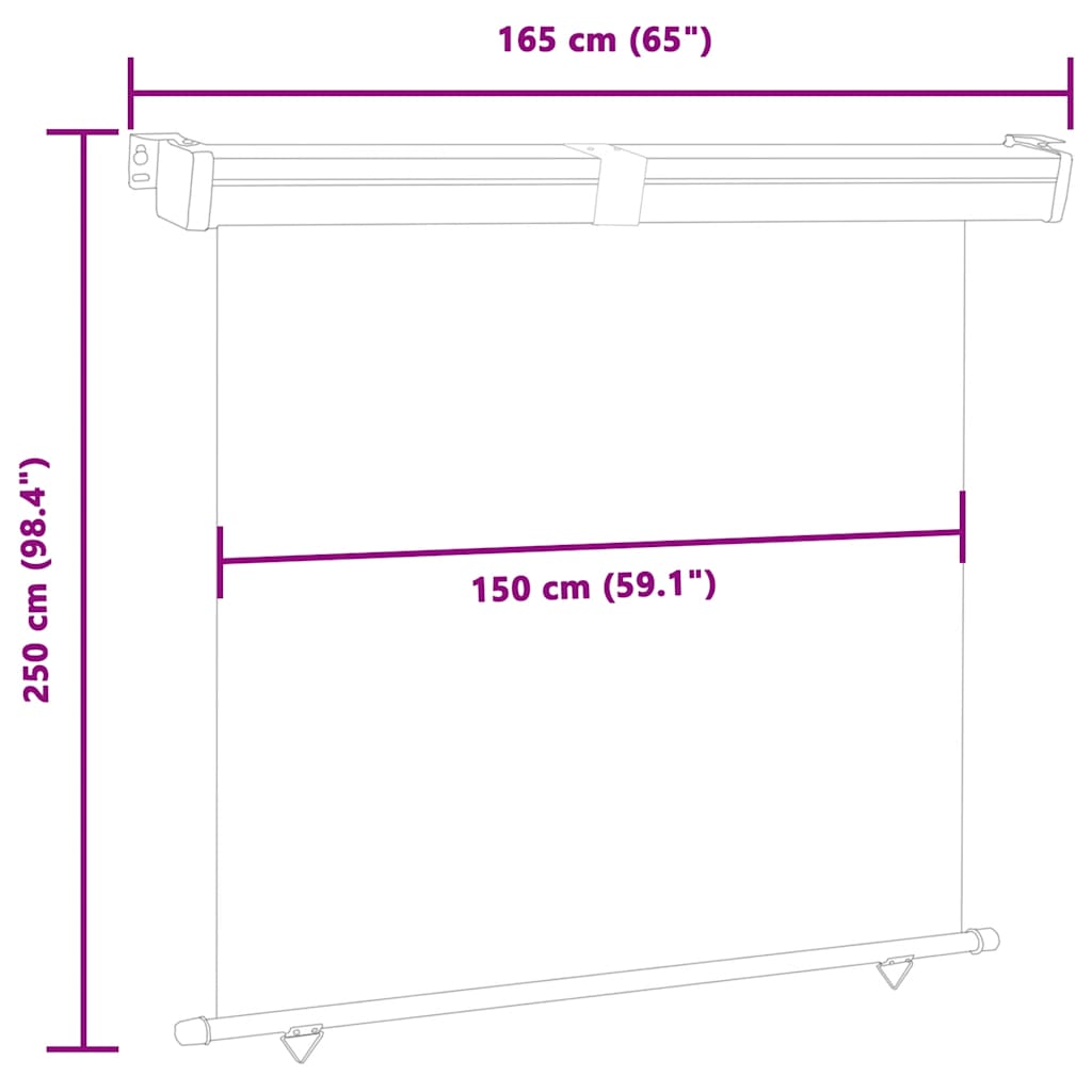 vidaXL Balcony Side Awning | Black | Steel, aluminium, 100% polyester fabric