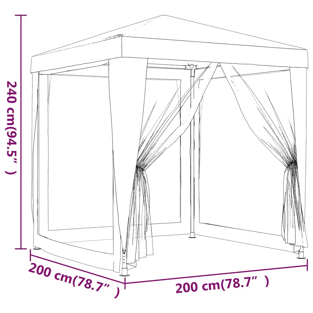 vidaXL Party Tent with 4 Mesh Sidewalls 2x2 m White