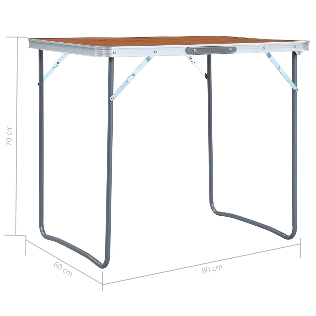 vidaXL Foldable Camping Table with Metal Frame 80x60 cm