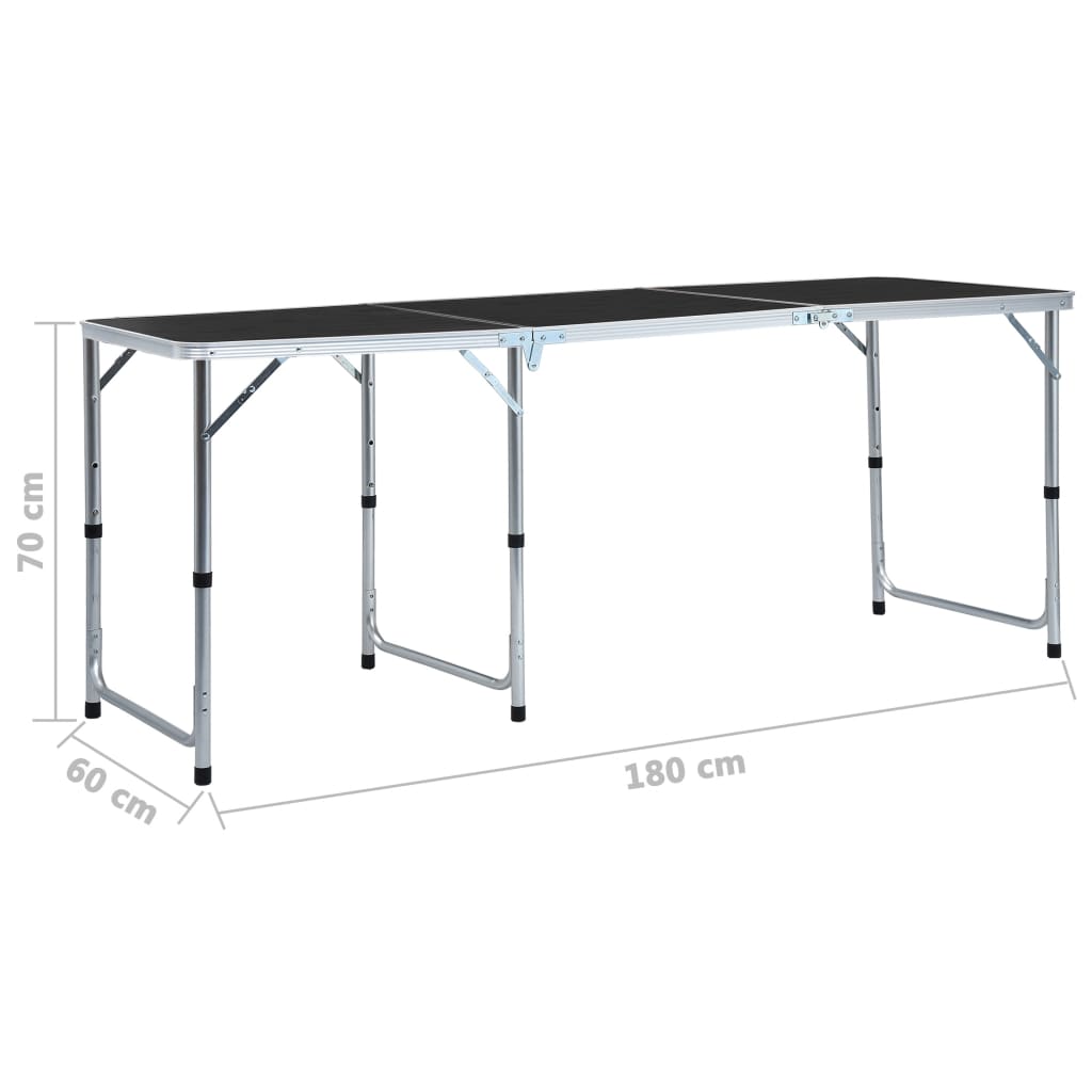 vidaXL Foldable Camping Table Grey Aluminium 180x60 cm