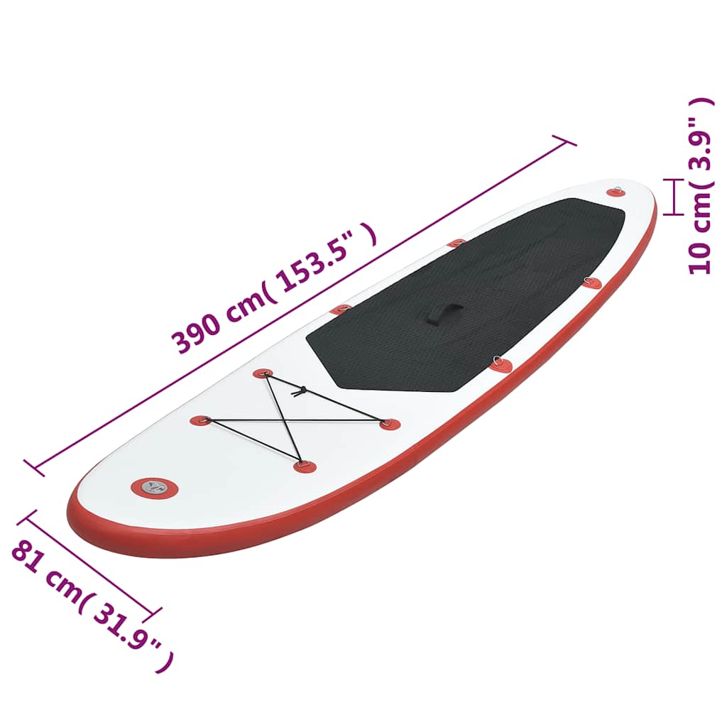 vidaXL Stand Up Paddle Board Set SUP Surfboard Inflatable Red&White