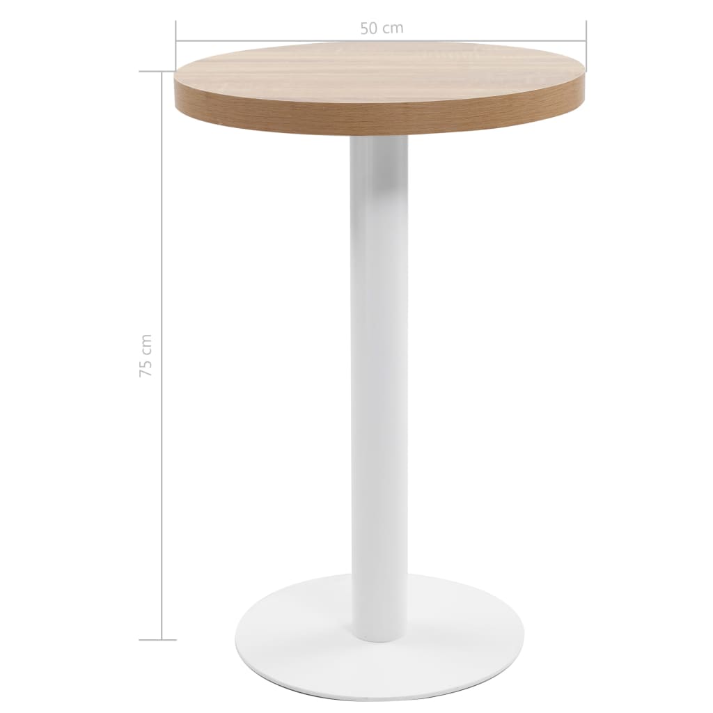 286417 vidaXL Bistro Table Light Brown 50 cm MDF