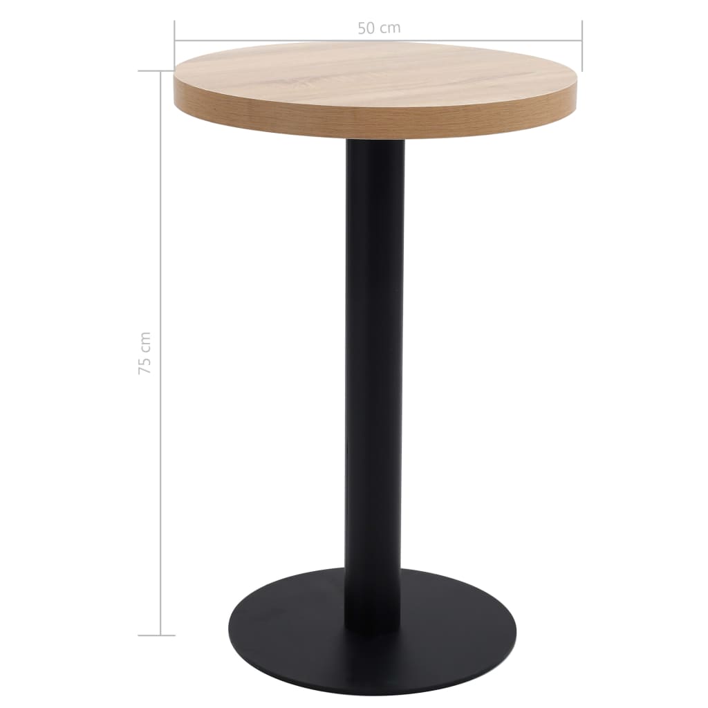 286418 vidaXL Bistro Table Light Brown 50 cm MDF