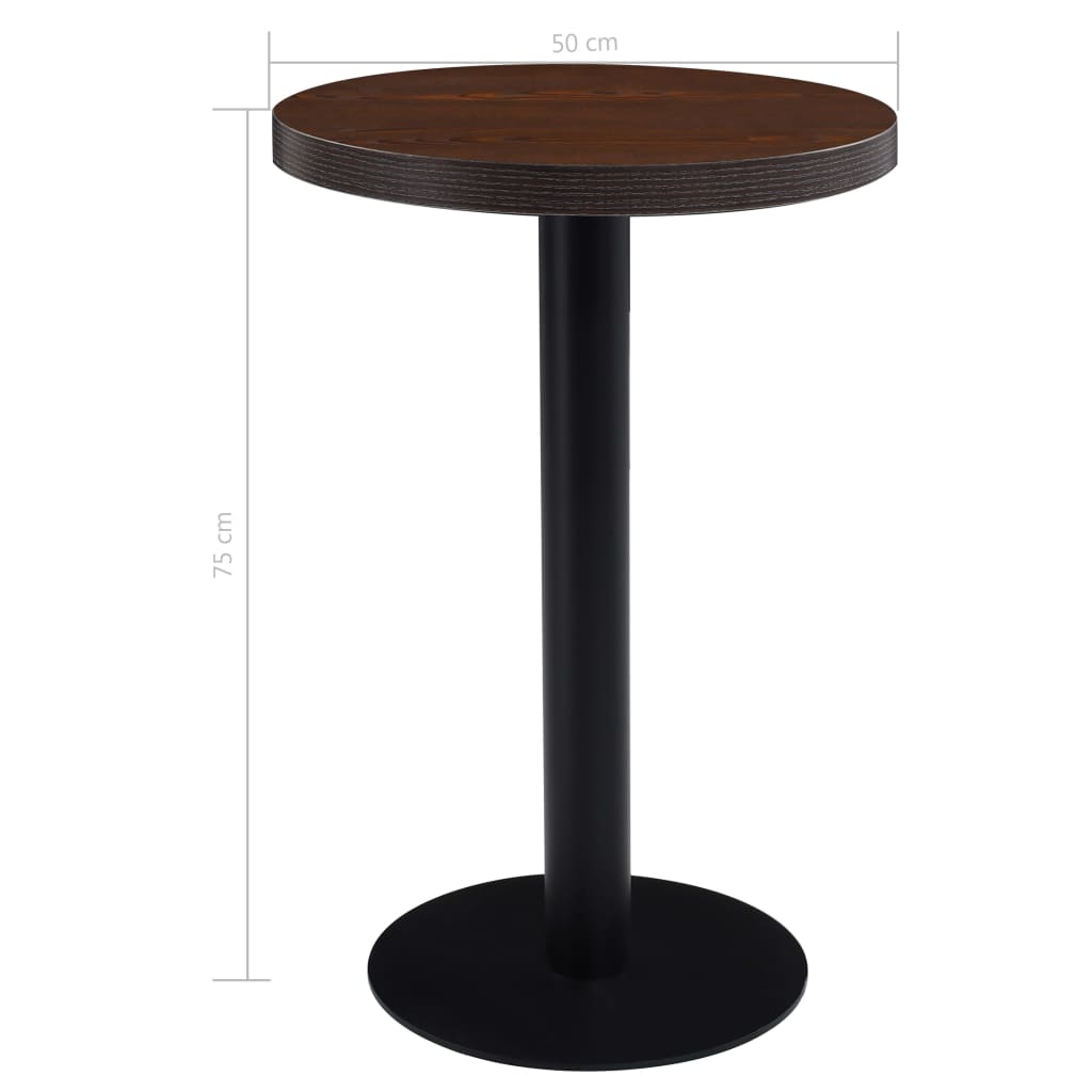 vidaXL Bistro Table | Dark Brown, Black | MDF, Steel | Compact | Round | Modern
