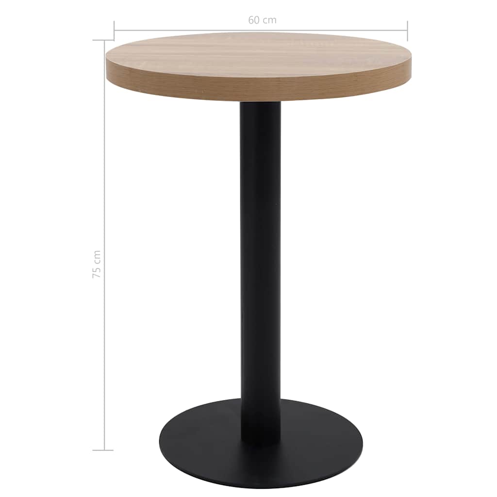 286421 vidaXL Bistro Table Light Brown 60 cm MDF
