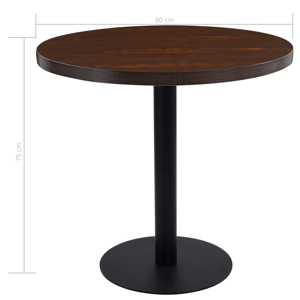 286425 vidaXL Bistro Table Dark Brown 80 cm MDF