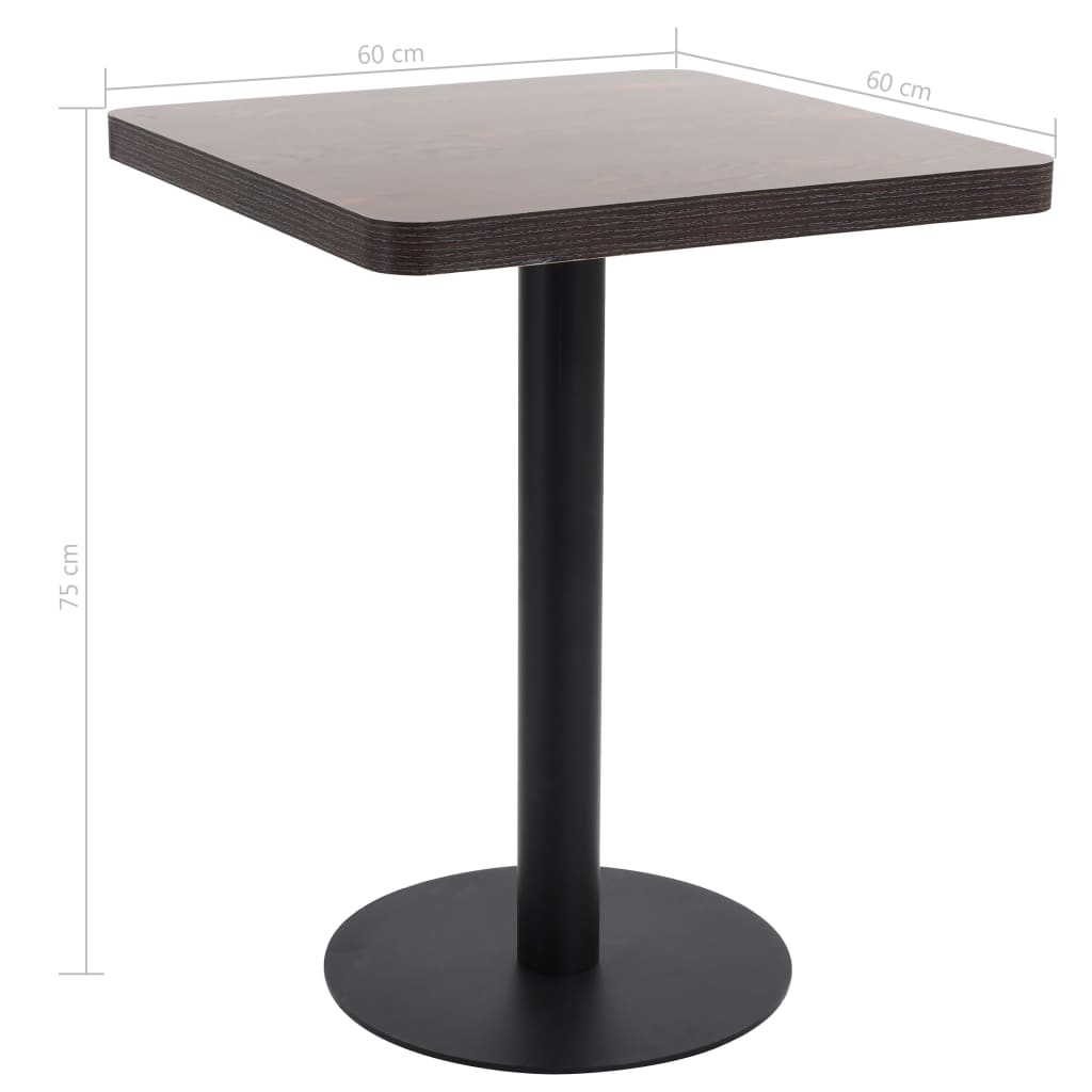 vidaXL Bistro Table | Dark Brown | MDF | 60 x 60 cm | Sleek | Bistro Table
