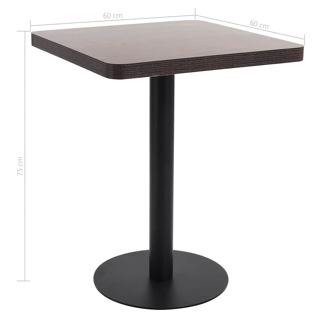 286431 vidaXL Bistro Table Dark Brown 60x60 cm MDF