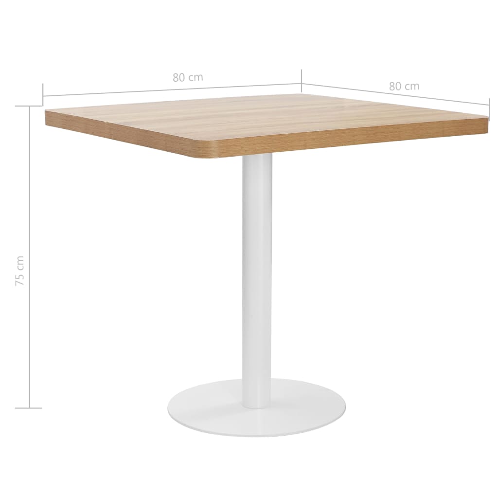 vidaXL Bistro Table | Light brown | MDF | 80 cm x 80 cm x 75 cm | Pedestal base
