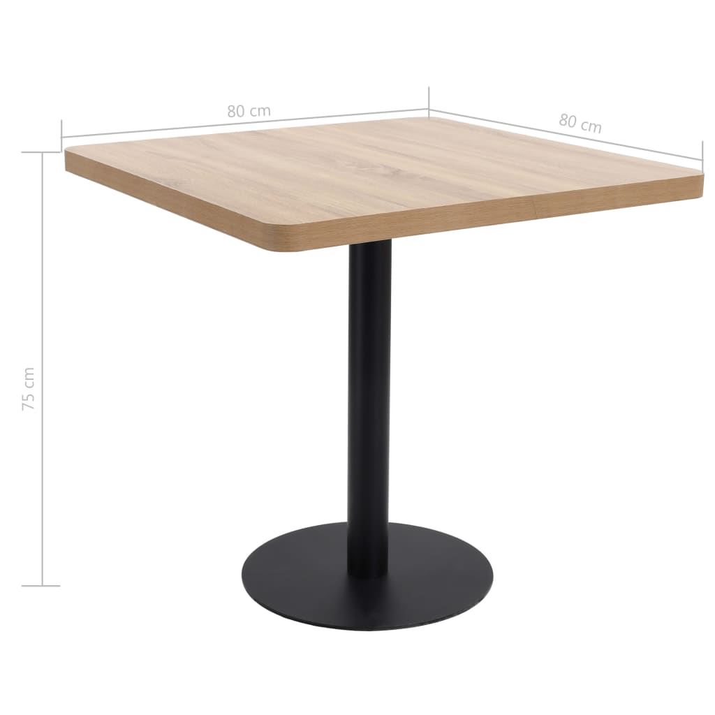 vidaXL Bistro Table | Light brown and black | MDF, steel | 80x80 cm