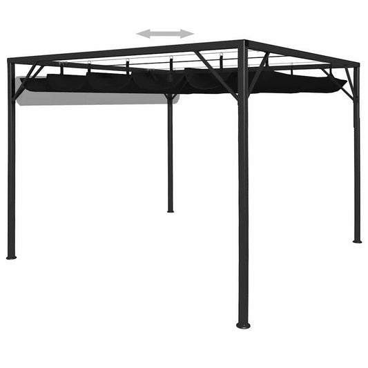 47954 vidaXL Garden Gazebo with Retractable Roof Canopy 3x3 m Anthracite