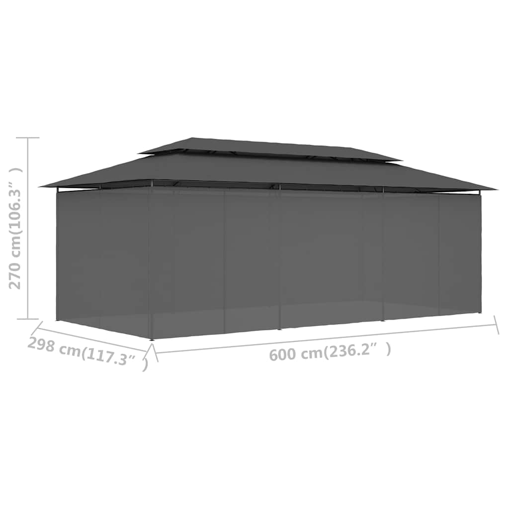 47966 vidaXL Gazebo with Curtains 600x298x270 cm Anthracite