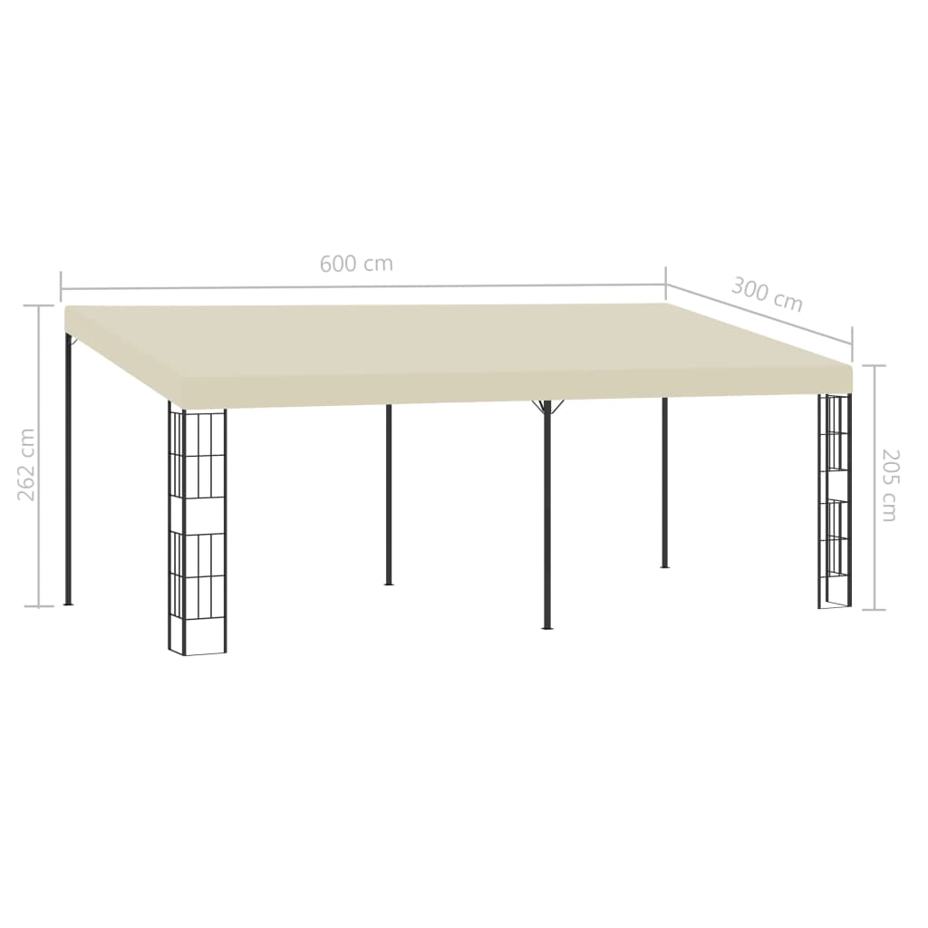 vidaXL Wall-mounted Gazebo 3x6 m Cream Fabric