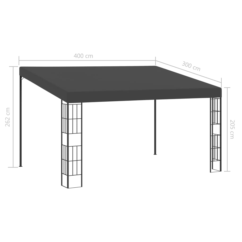vidaXL Wall-mounted Gazebo 3x4 m Anthracite Fabric