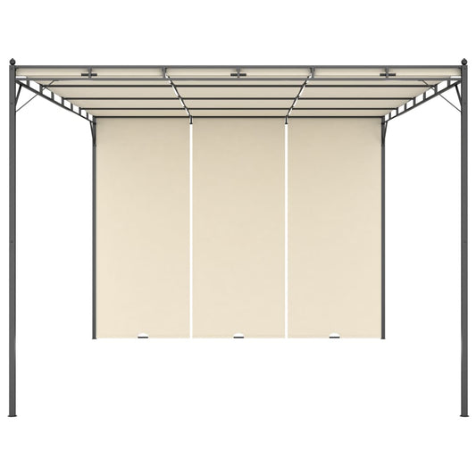 vidaXL Garden Gazebo with Side Curtain 4x3x2.25 m Cream
