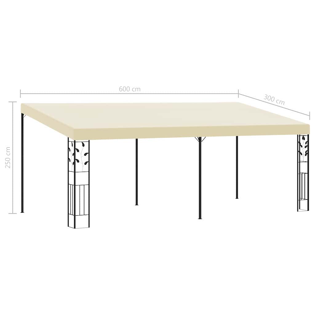 vidaXL Gazebo | Cream | Powder-coated steel | 6x3m | Collapsible | Gazebo