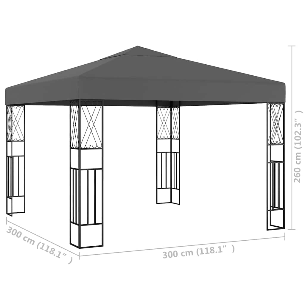 vidaXL Gazebo 3x3 m Anthracite Fabric