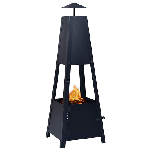46648 vidaXL Fire Pit Black 35x35x99 cm Steel