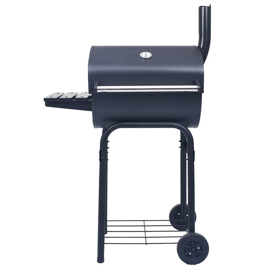 46649 vidaXL Charcoal BBQ Grill Smoker with Bottom Shelf Black