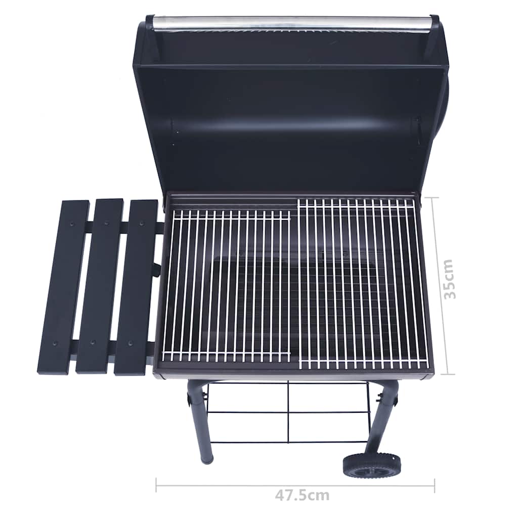 46649 vidaXL Charcoal BBQ Grill Smoker with Bottom Shelf Black