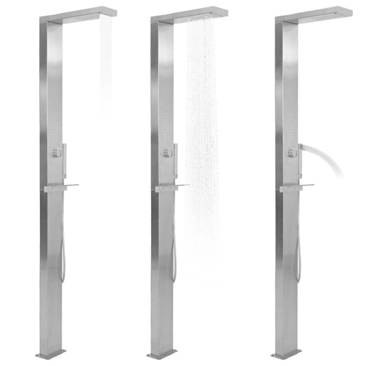 48200 vidaXL Outdoor Shower Stainless Steel Square