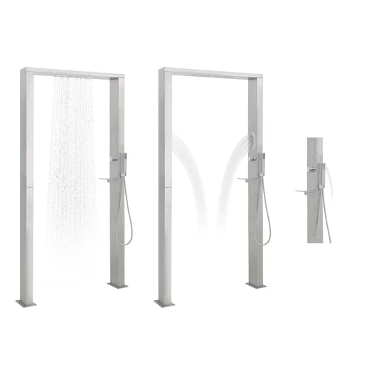 48201 vidaXL Outdoor Shower Stainless Steel Double Jets
