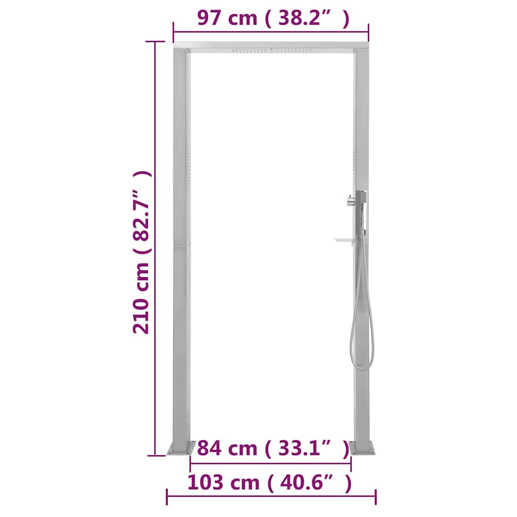 48201 vidaXL Outdoor Shower Stainless Steel Double Jets