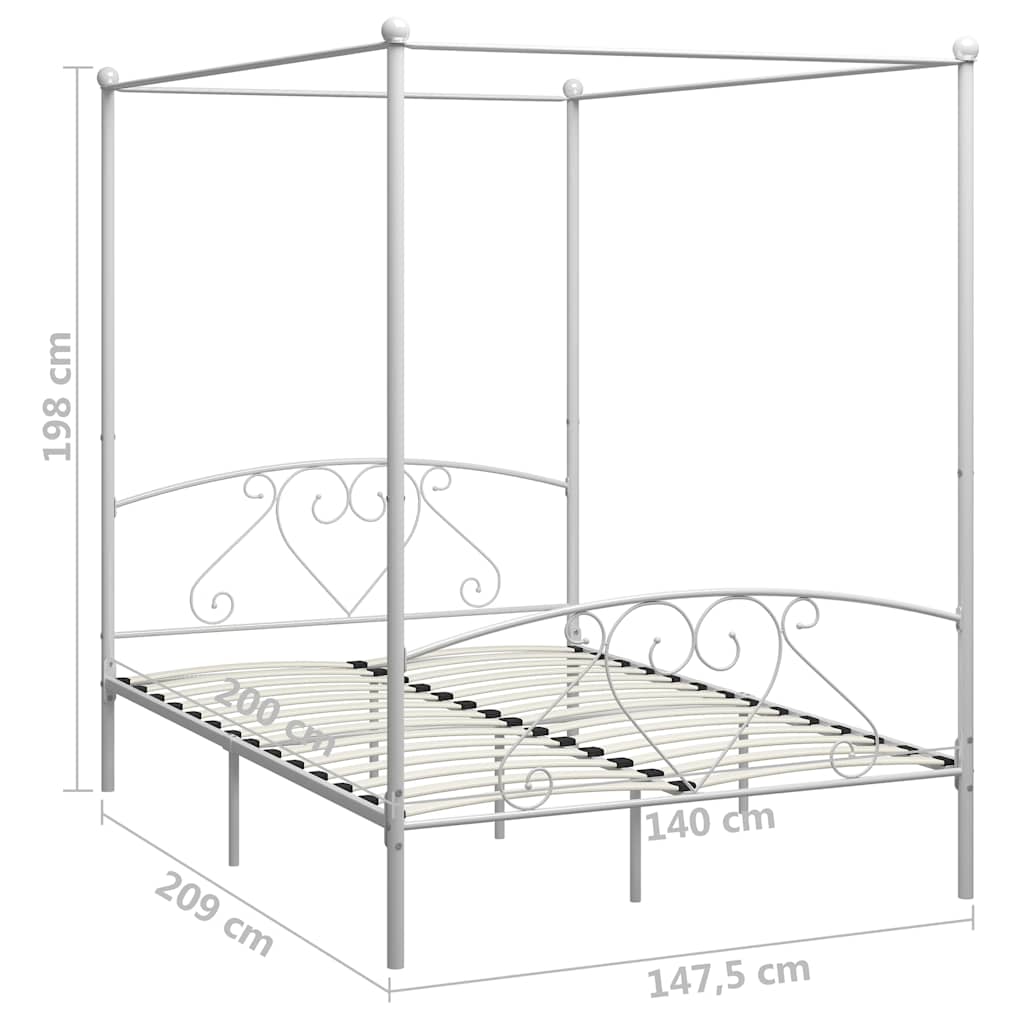 vidaXL Bed Frame | White | Metal | Double | Classic/Traditional | Bed Frame