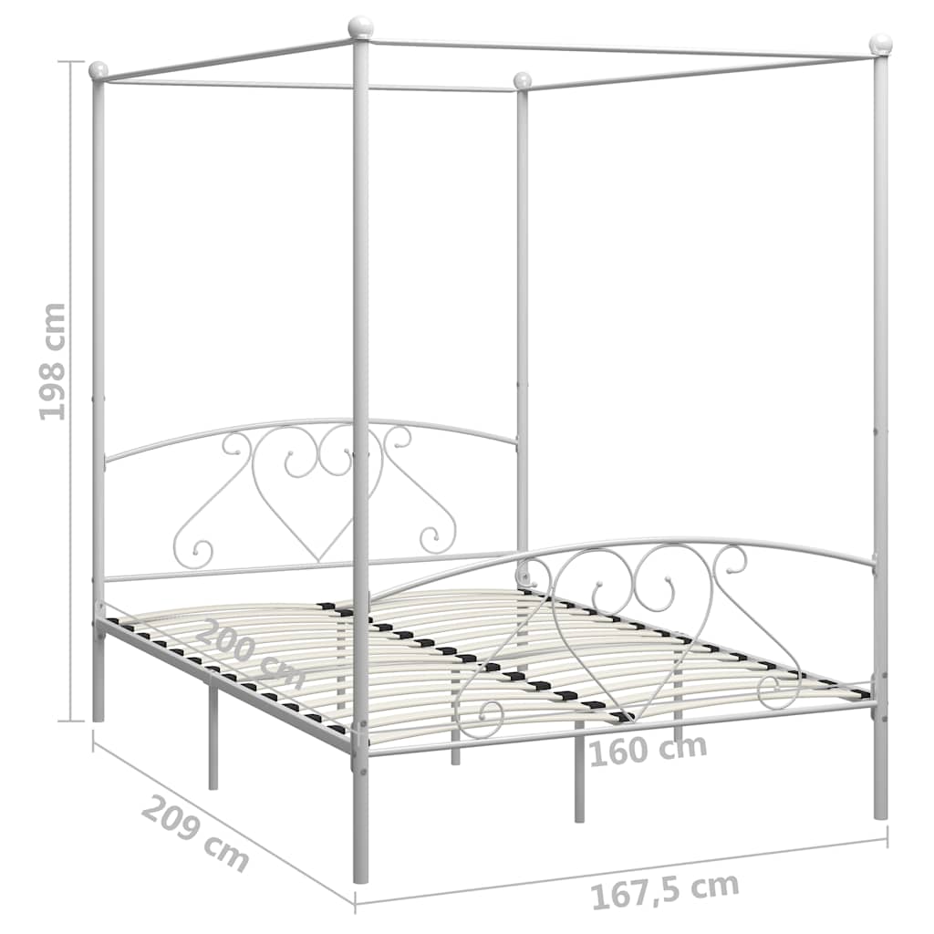 vidaXL Bed Frame | White | Metal | 160x200 cm | Bed Frame | Rectangular