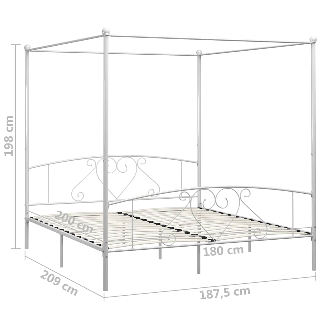 vidaXL Bed Frame without Mattress with Canopy White 180x200 cm Metal