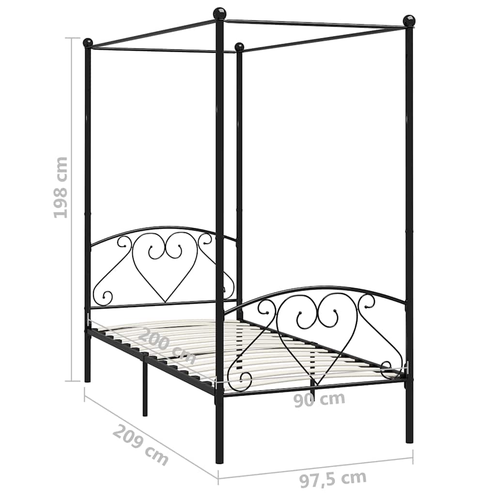 vidaXL Bed Frame | Black | Solid Metal | Single | Classic/Traditional