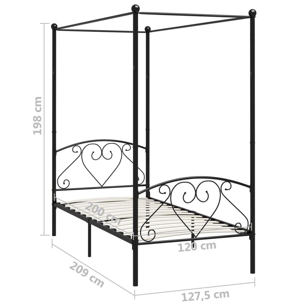 vidaXL Bed Frame | Black | Metal | Double | Durable | Bed Frame | Rectangular